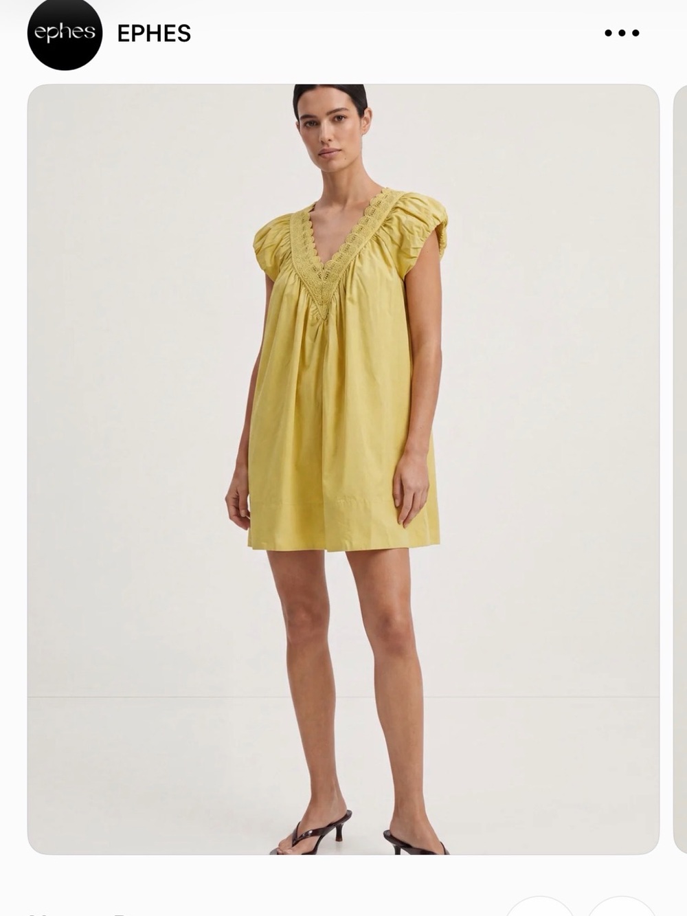 Yellow V-Neck Ruffle Sleeve Mini Dress